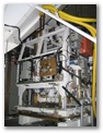 Inside DSS-24. This rack contains the low-noise amplifiers, RF switches, and other electronics for the Ka-band system.