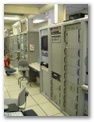 One of dozens of hardware racks with data-processing equipment