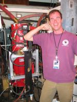 David H. leaning on a 250,000 watt transmitter
