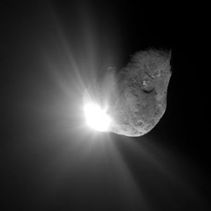 Comet Tempel 1 67 seconds after it obliterated Deep Impact's impactor spacecraft